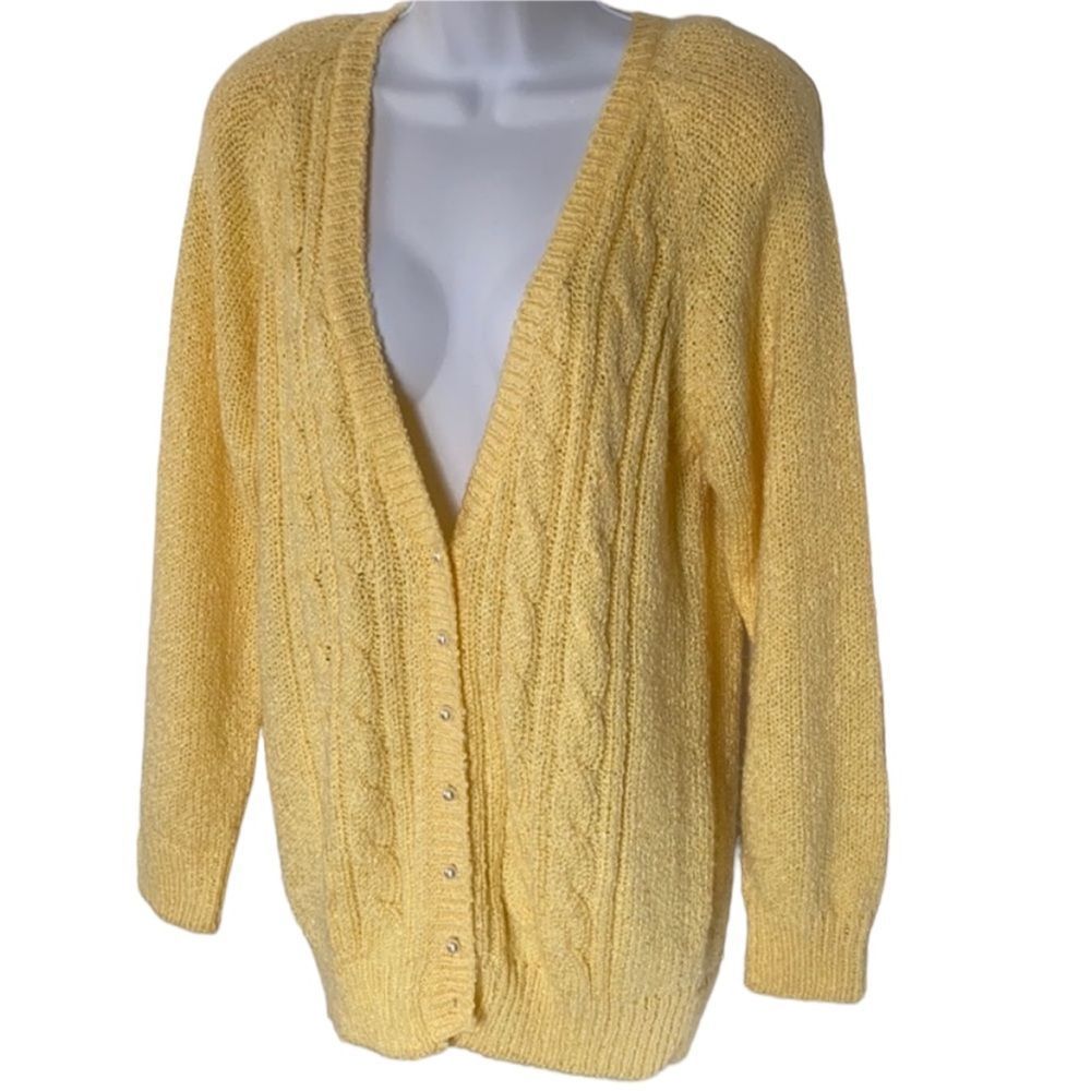 Vintage 80’s pearl button cable knitted cardigan